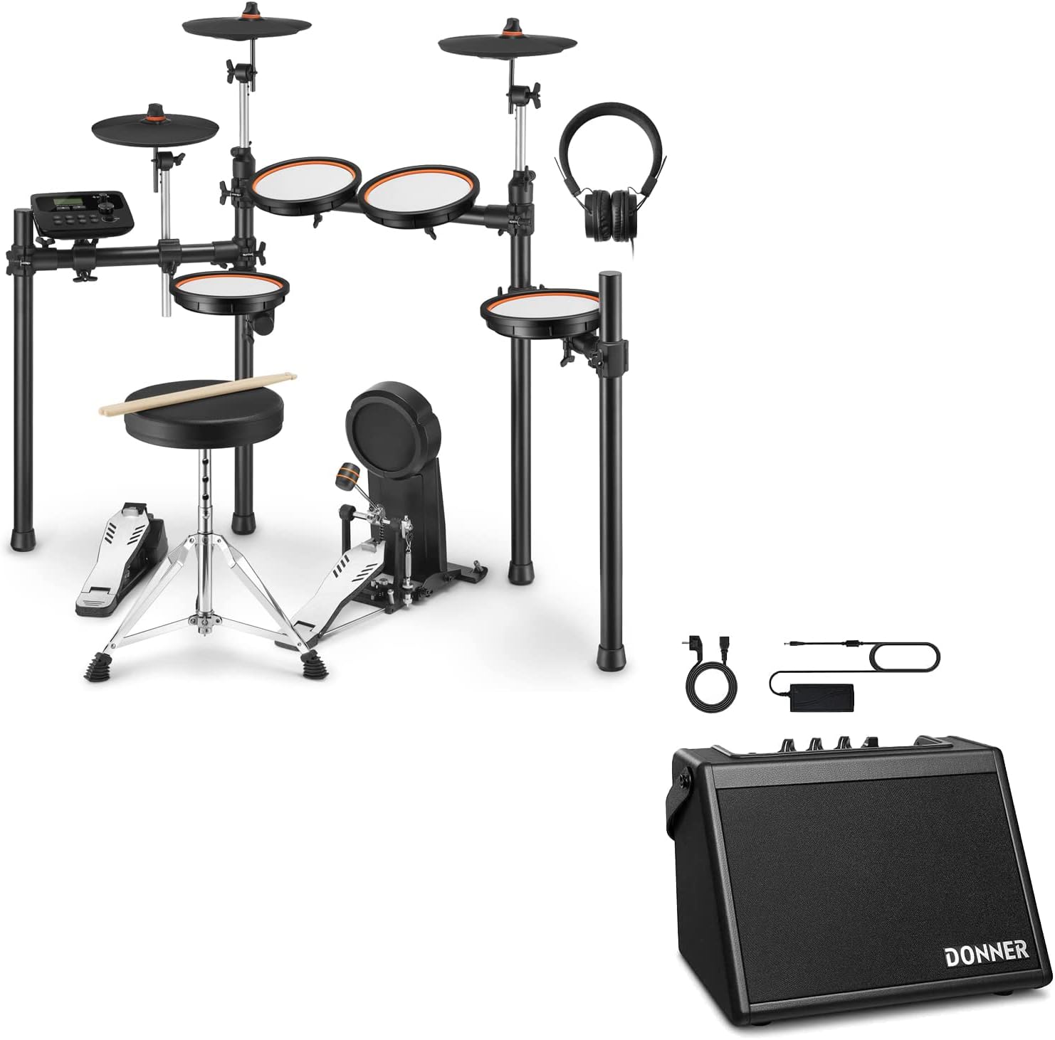 Donner DED100 Electric Drum Set with DDA20 Mini Drum AMP