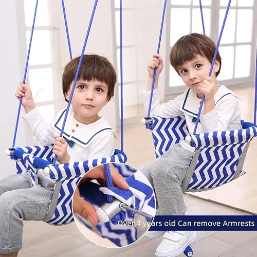 Toddler Baby Swing Seat With Heavy Duty Rope Play Secure Kids Swing Set, Secure Soft Canvas With Seat Belt For 6Months-14Years Old #TOP2