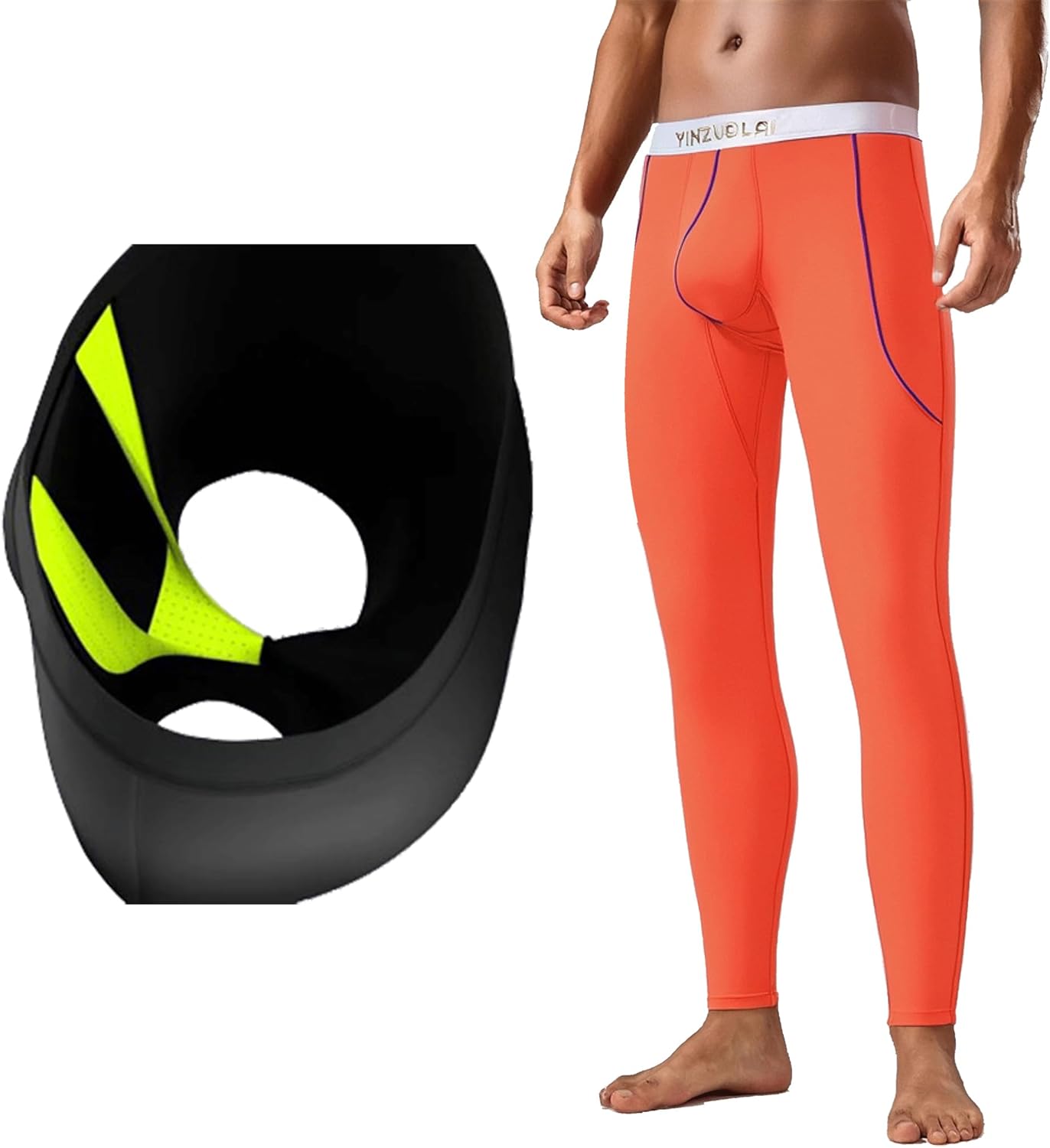 Men's Thermal Tight Underwear with Pouch Scrotum Support Hammock Slim Long Johns