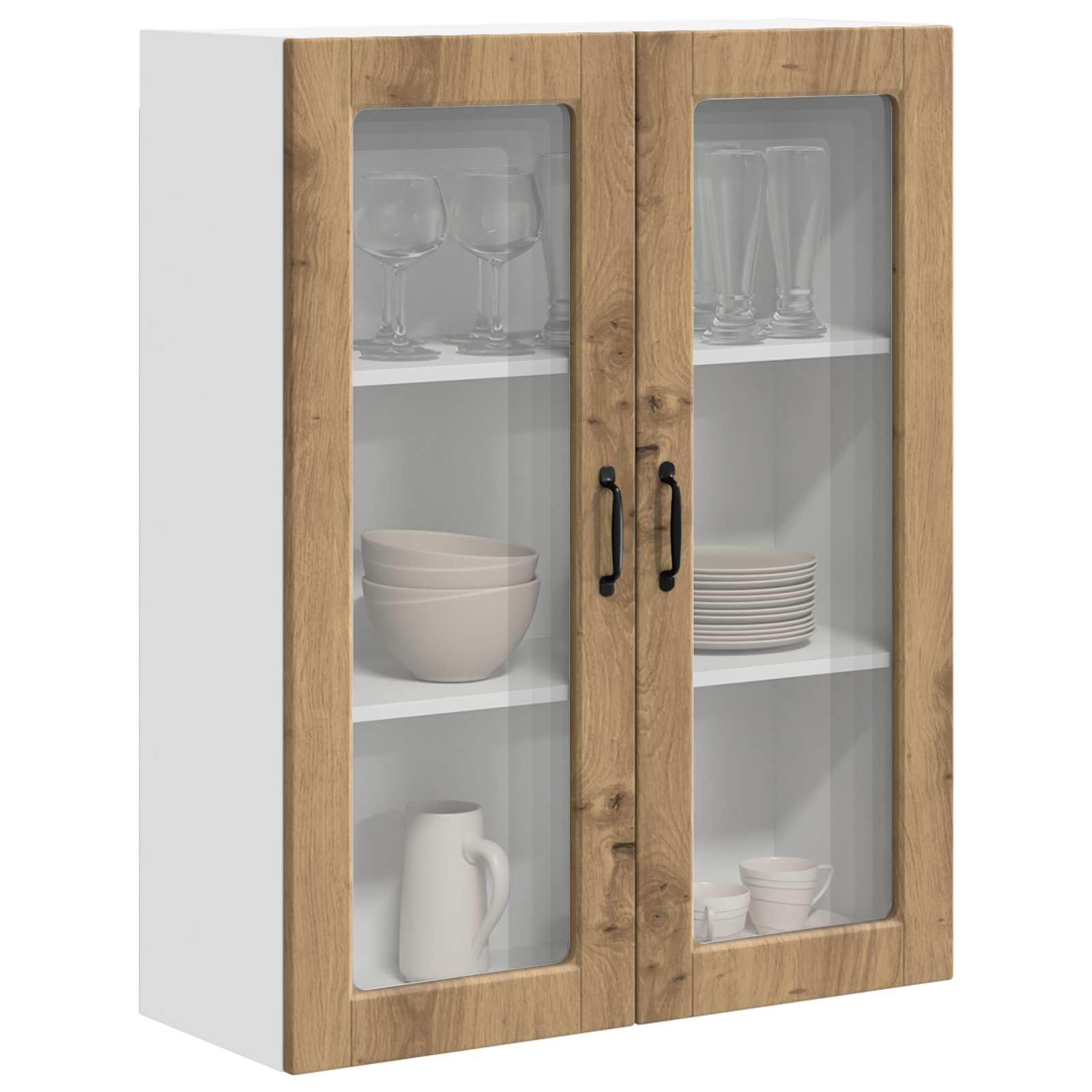 vidaXL Wall Glass Cabinet PORTO Artisan Oak 80 x 31 x 100 cm