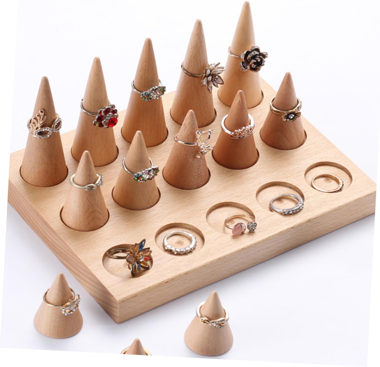 Solid Wood Ring Storage Tray Ring Display Stand Jewelry Display Storage Jewelry Rack