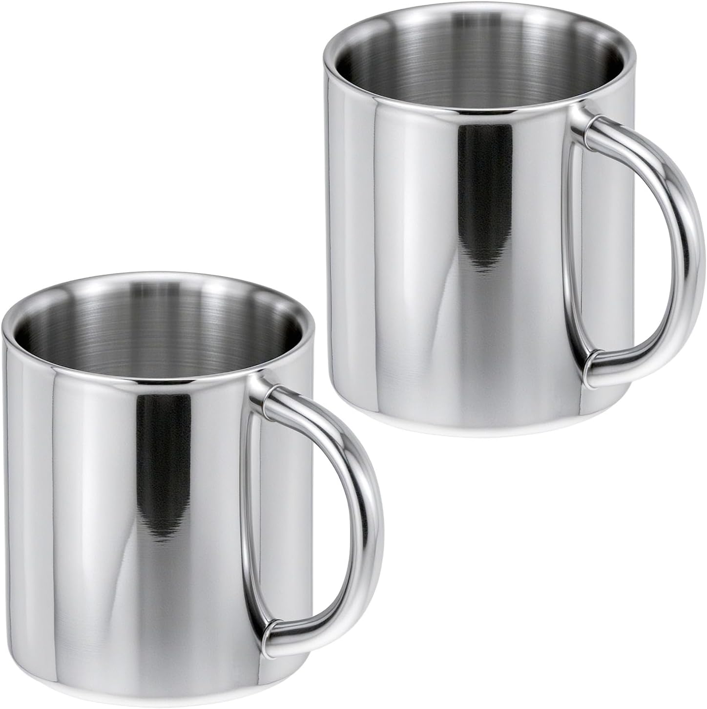 QWORK 304 Stainless Steel Coffee Milk Mug, 2 Pack 7oz/200ml Double-Walled Cup Travel Tumbler for Hot/Cold Beverage