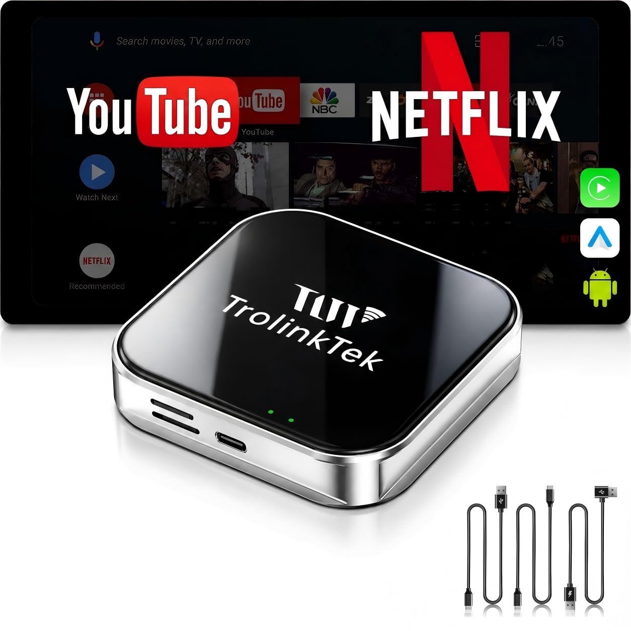 Wireless CarPlay AI Box, Android 13 8-Core Car Multimedia Video Box, 4G LTE, 4GB RAM + 64…