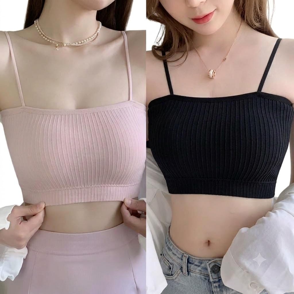 Women's Cotton Blend Comfortable Lightly Padded Cami Bra for Everyday Wear-image-10