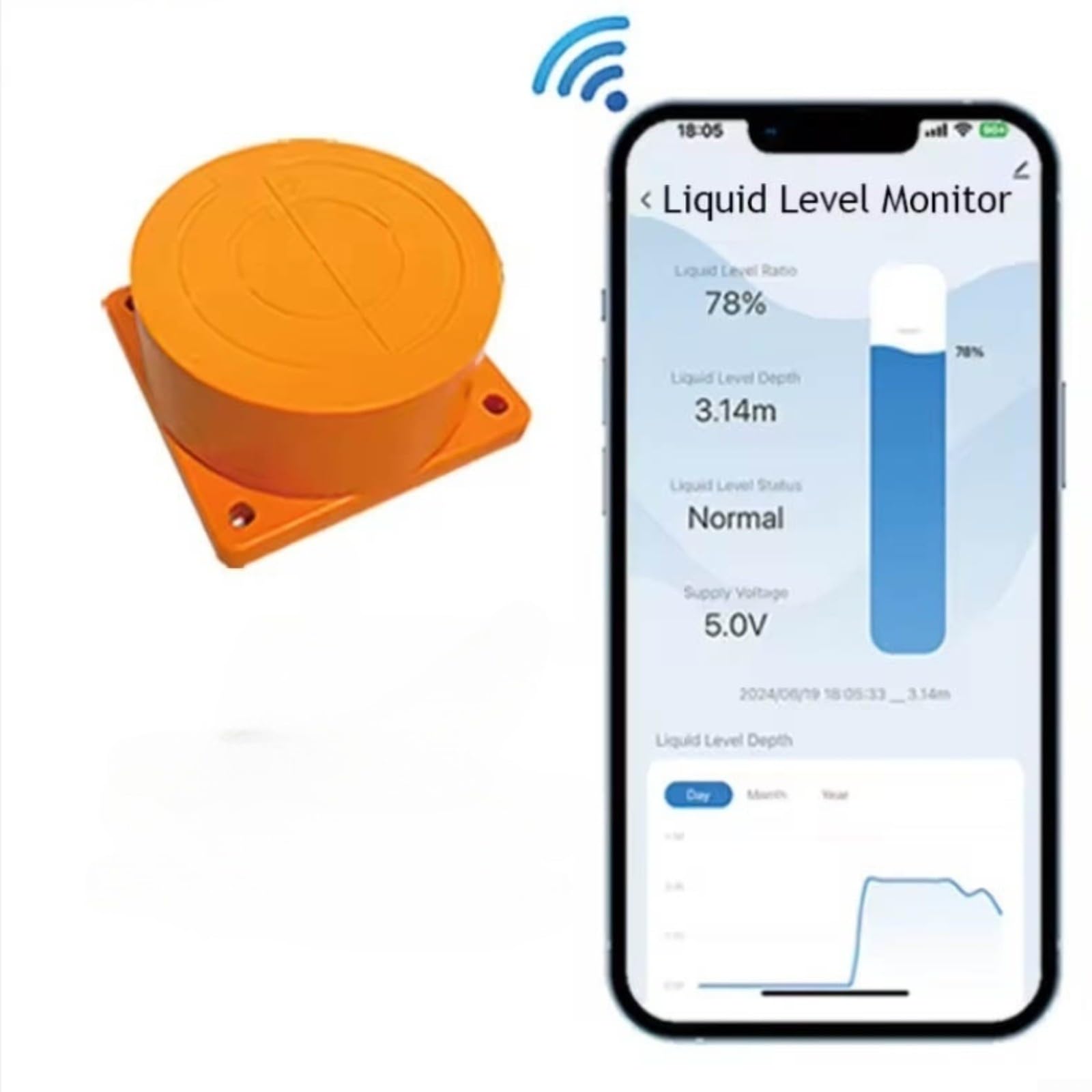 WiFi Wasserstandssensor 4M Füllstandsmesser IP65 Wasserdicht Smart Home Tankmonitor Fernüberwachung App Alarm (wifi)