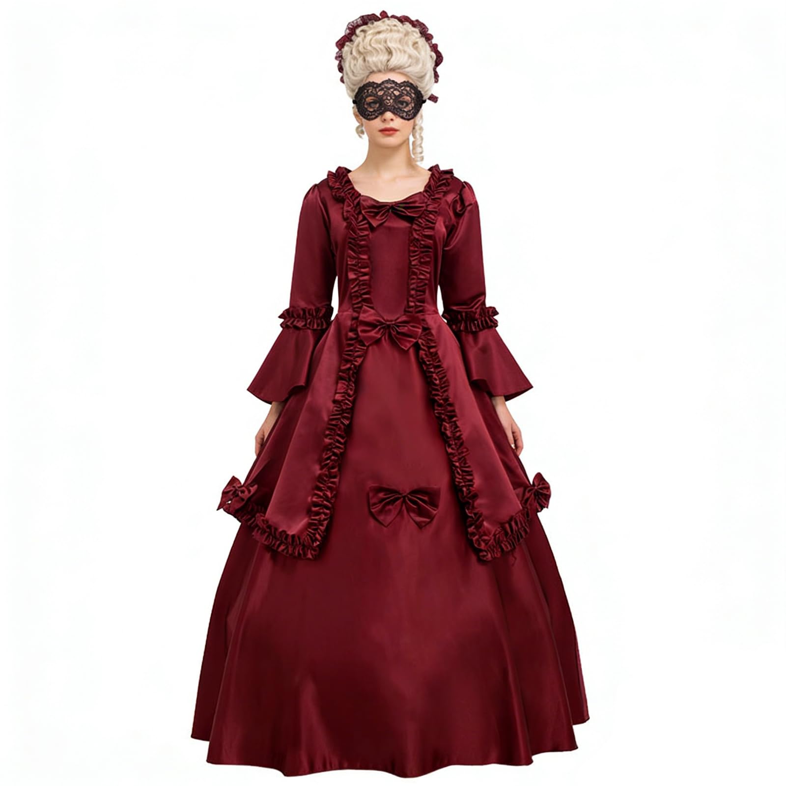 BPURB Victorian Costume Dress Bowknot Rococo Ball Gown Dress with Hoop Skirt