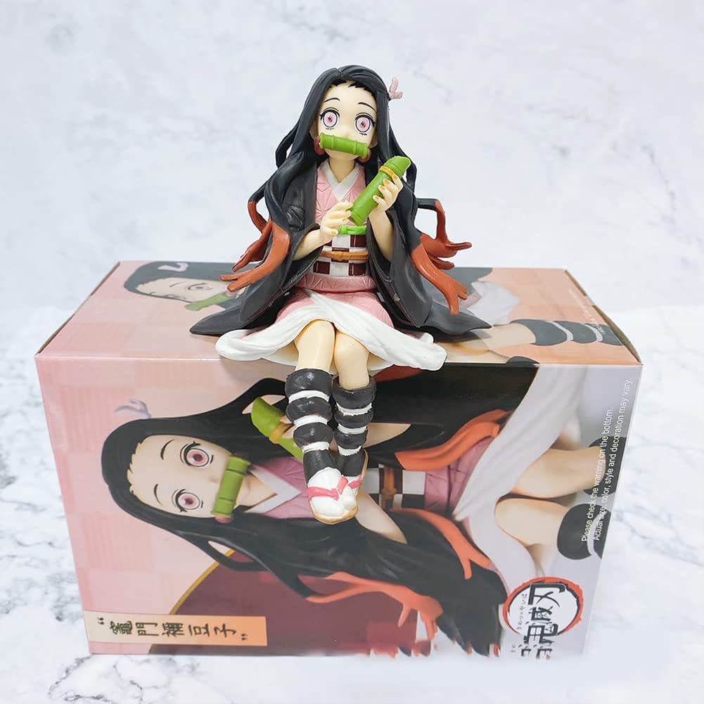 Collection Personnages Anime Zhongkaihua Lot De 8 Figurines D'anime Tanjiro/ Nezuko/Zenitsu/Shinobu/Inosuke/Tengen Mini Version Figurine D'action Position Assise Décoration Collection Décor Manga PVC