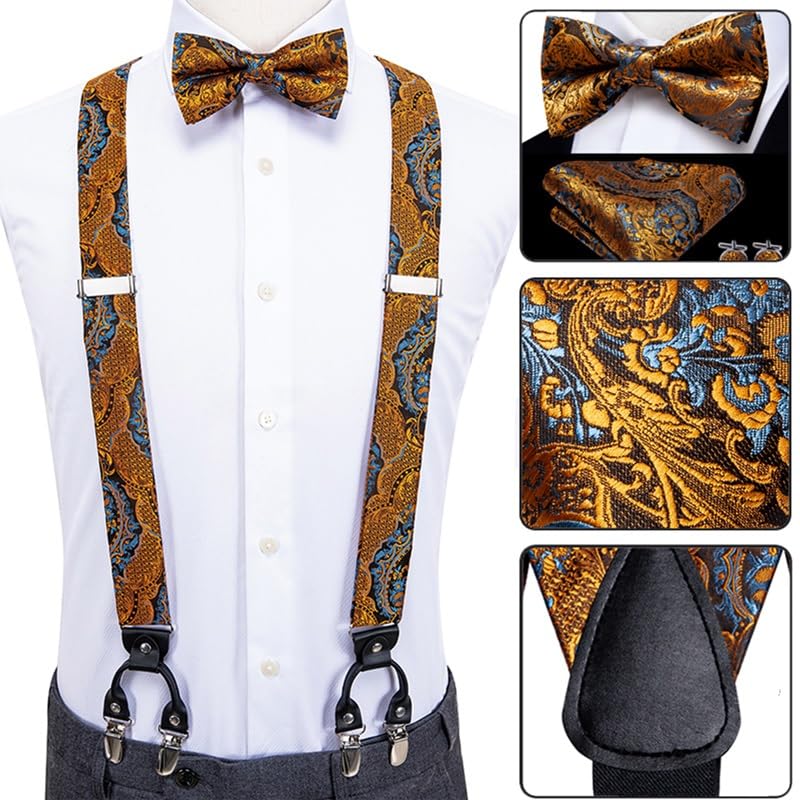 Conjunto de Tirantes de Seda para Hombre con 6 Clips y Accesorios miniatura 3