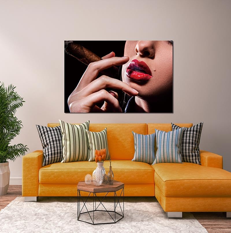 GOWE Home Red Lip Cigar Acrylic Wall Art (32