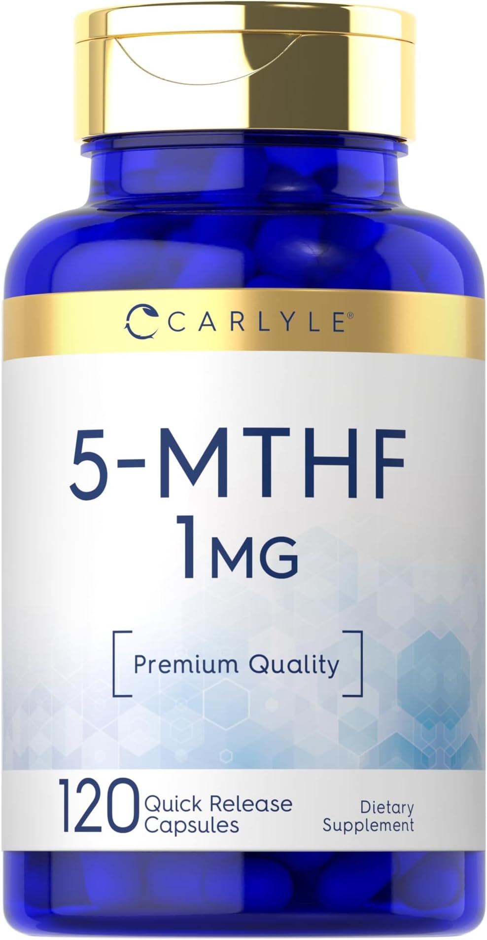 5-MTHF L Methylfolate 1mg | 120 Capsules | Non-GMO & Gluten Free Supplement | Premium Quality