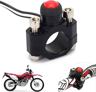 JFG RACING CNC Universal Motorcycle Engine Stop Start Kill Switch Button with Mounting Backplate for ATV,Dirt Pit Bike,Scooter,Quad - Black