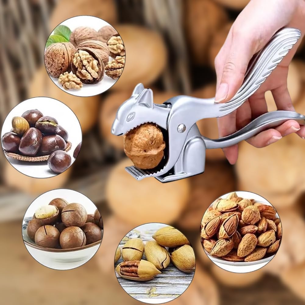 Walnut Cracker Clip, Zinc Alloy Portable Squirrel Shape Walnut Opener Multi Purpose Nutcracker Tool for Chestnuts Pecans