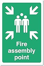 Fire Assembly Point Sign A3 Aluminium Composite Safety Sign - Green & White 3mm Weatherproof Metal Signage for Indoor/Outdoor Use A3 (300x400mm))
