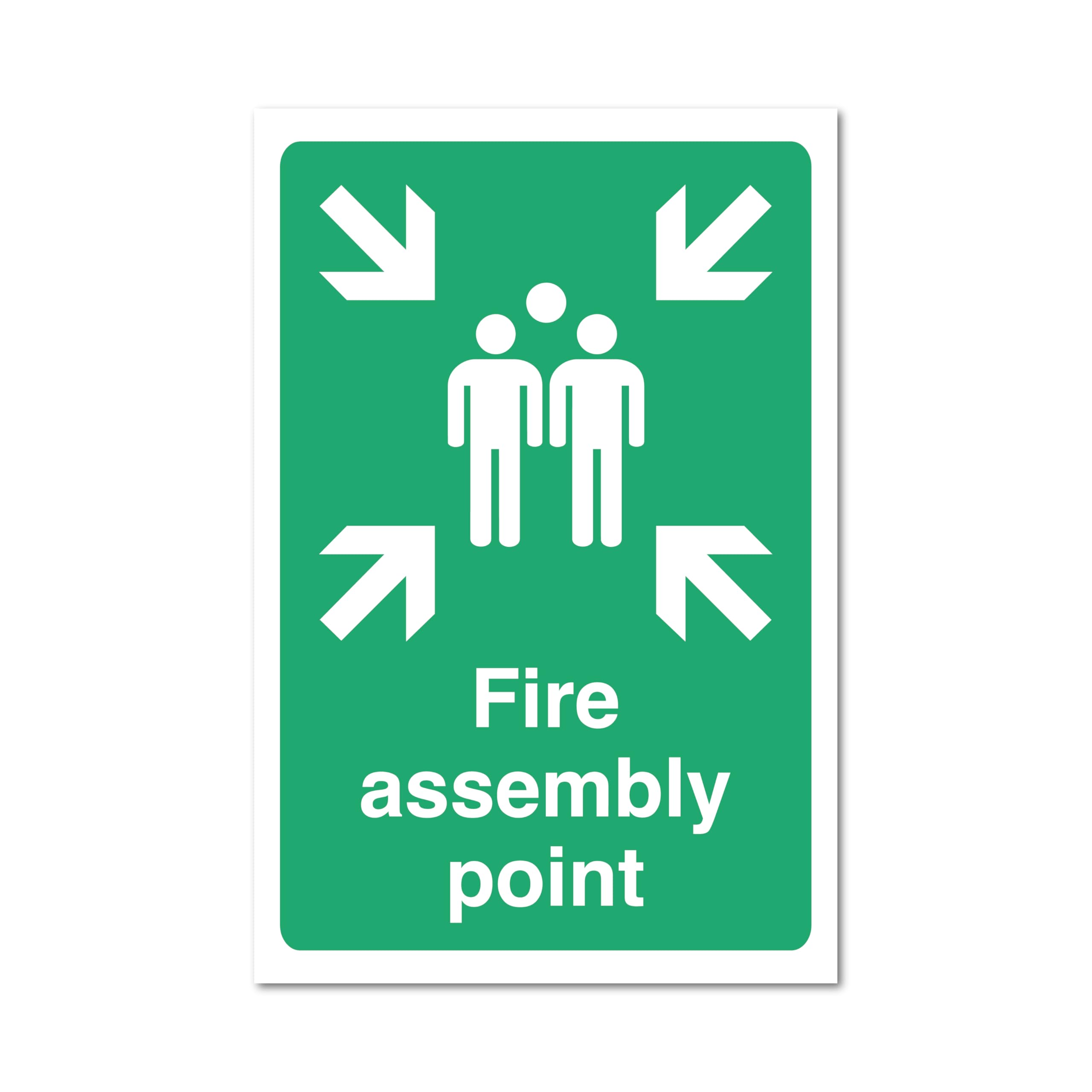 Fire Assembly Point Sign A3 Aluminium Composite Safety Sign - Green & White 3mm Weatherproof Rigid Metal Signage for Indoor/Outdoor Use A3 (300x400mm))