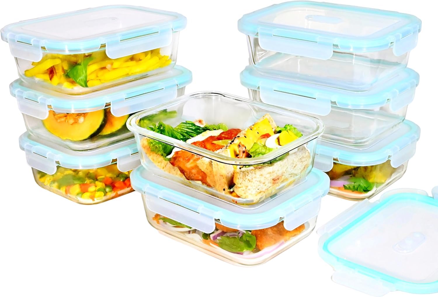 Hcrvvi 8pcs 1040 ML Food Containers With Lids, BPA Free - Glass Containers With Lids, Meal Prep Containers, Airtight & Leakproof Glass Food Containers — image 1