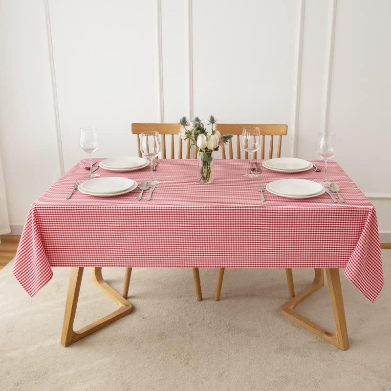 Miniatura 8 de maxmill - Mantel rectangular a cuadros, resistente al agua, antiarrugas, a prueba de derrames, pesado, suave, mantel a cuadros de gingham para