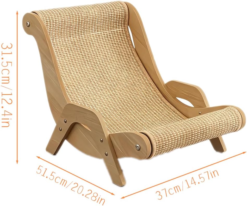 Elevated Cat Bed with Breathable Hemp Rope & Wooden Frame,Cool & Scratch-Resistant Pet Bed for Indoor Cats,Wooden Kitty Lounger,Kitten Elevated Bed for Indoor Nap Lounge Furniture
