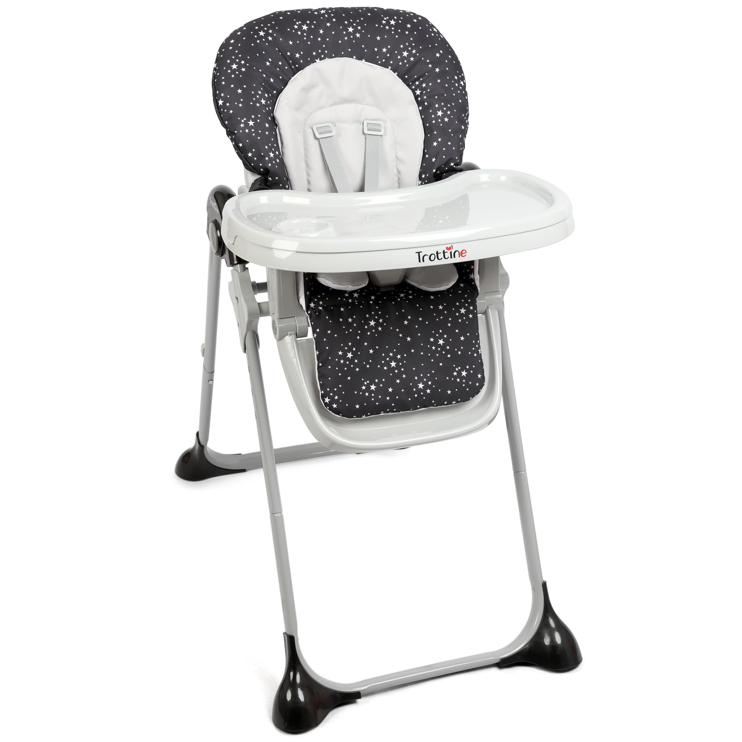 FARADAY 3 Chaise Haute Bébé Multipositions Avec Réducteur, Inclinable, Hauteur Réglable, Plateau Coulissant Avec Surtablette Amovible, Harnais 5-points, Roulettes, Pliage Compact - NoirEtoile