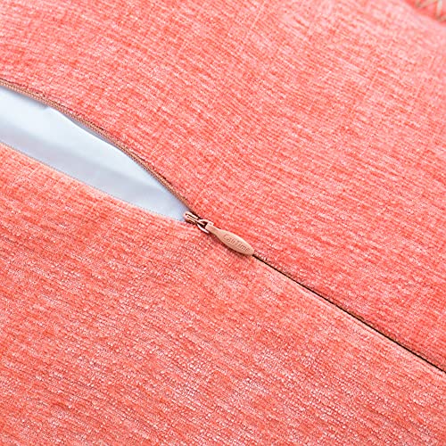 Throw Pillow Cases Calitime Pack Of 2 Cotton Thread Stitching Edges Solid Dyed Soft Chenille Cushion Covers For Couch Sofa Home Farmhouse Decoration 18 X 18 Inches Living Coral #TOP5