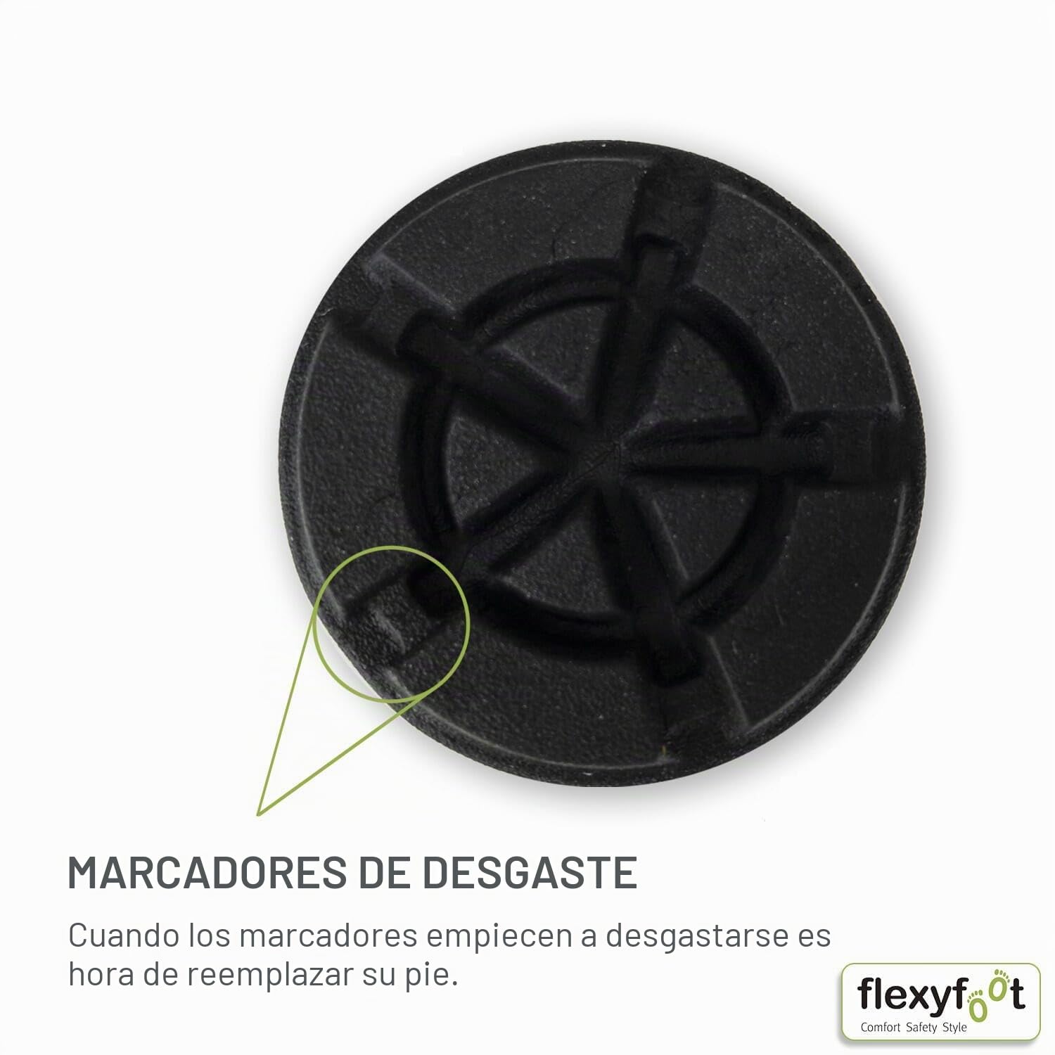 Flexyfoot - Muleta, regulación doble, agarre cómodo, absorción de golpes, para mano derecha, optimiza la seguridad, el agarre y reduce los golpes y vibraciones, color negro