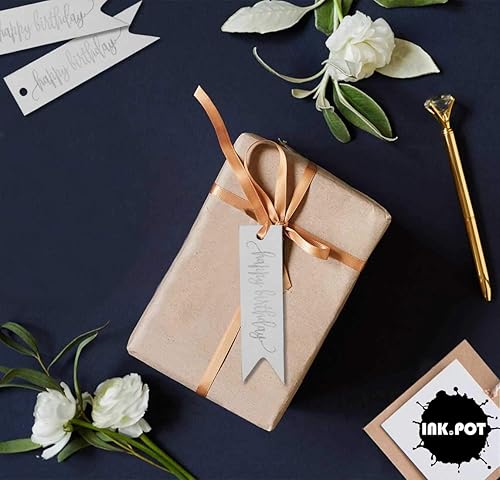 Miniatura 30 de Etiquetas de papel para colgar con texto en inglés «Happy Birthday», 100 unidades Azul,Aqua Blue,Negro -,azul, cerceta (Dark Teal Blue),Rosa