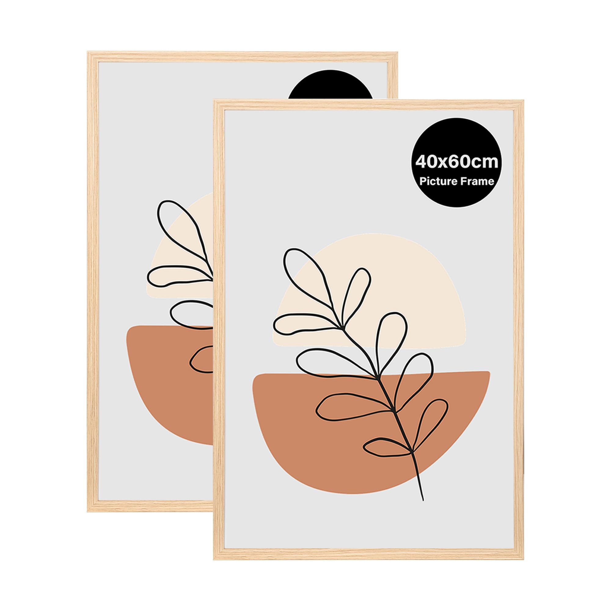 KAIWIN Pack of 2 Picture Frames 40 x 60 cm, Oak Frame 40 x 60 cm, Wooden Photo Frame for Hanging, Poster Frame, Used for Photos, Pictures, Posters, Puzzles โ image 1