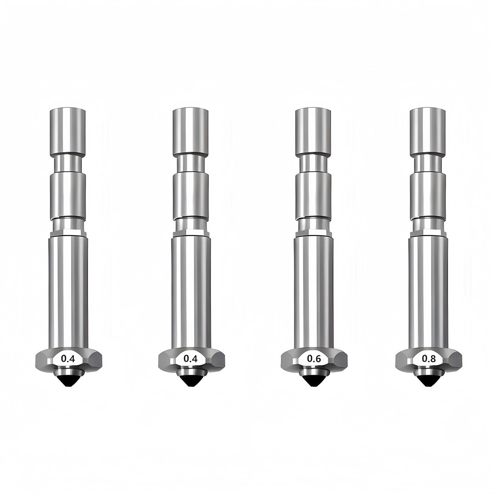 Zestaw 4 dysz do drukarki 3D z hartowanej stali, 2 szt. 0,4 mm, 1 szt. 0,6 mm, 0,8 mm, zintegrowana końcówka do Anycubic Kobra 3 Max Combo