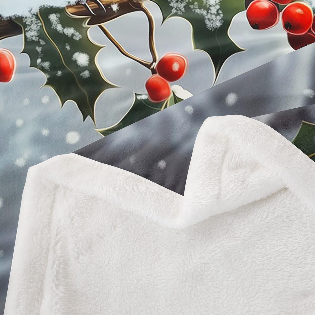Erosebridal Red Cardinal Fleece Blanket Twin 60"X80" Winter Christmas Cardinal Sherpa Blanket for Kids Adults Bed,Xmas Branch Snowflake Throw Blanket Christmas Leaves Fuzzy Blanket