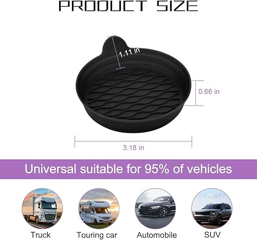 Miniatura 2 de HZEL 4 posavasos para automóvil, tapete de silicona antideslizante para vasos de bebidas, patrón de onda suave, accesorios de decoración para