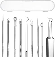 AskBed 5PCS Blackhead Remover Kit: Professional Stainless Steel Comedone Extractors for Acne, Pimples, Blemishes & Curved Tweezers