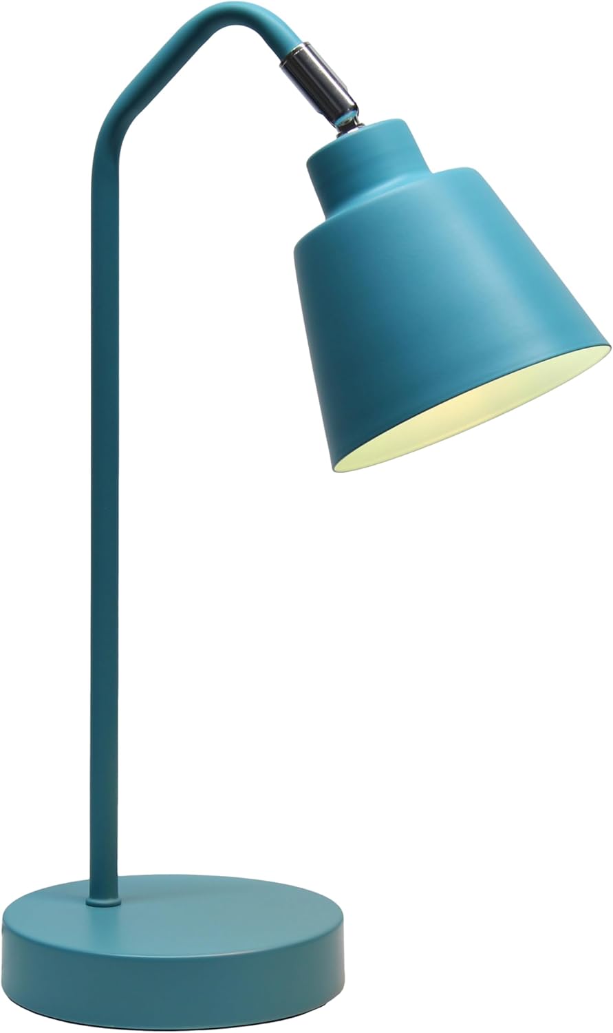 Simple Designs LD1077-CYN 16" Sleek Essentials Adjustable Metal Desk Task Lamp, for Office, Desk, Nightstand, Dorm, Cyan Blue