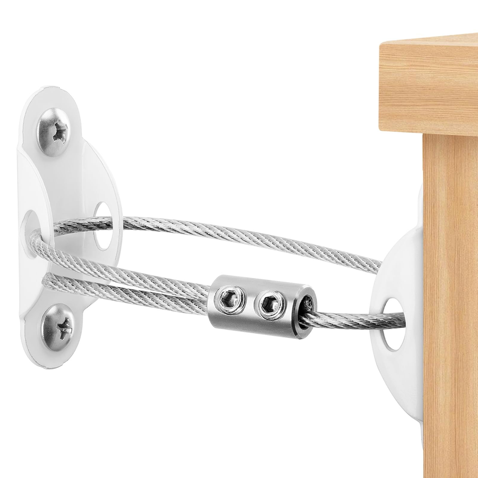 Heavy Duty 4 Pack Anti Tip Furniture Anchors for Baby Proofing, Suitable for Drywall and Solid Walls, Metal Furniture Wall Anchor, Earthquake Straps(White)