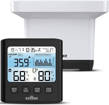 Wireless Rain Gauge Outdoor with Self-Emptying, Backlight, Thermometer, Rain Collector Monitoring Rainfall, Digital Rain Gauge for Yard, Electronic Rain Measure Gauge, Freeze Proof Rainfall Measurer