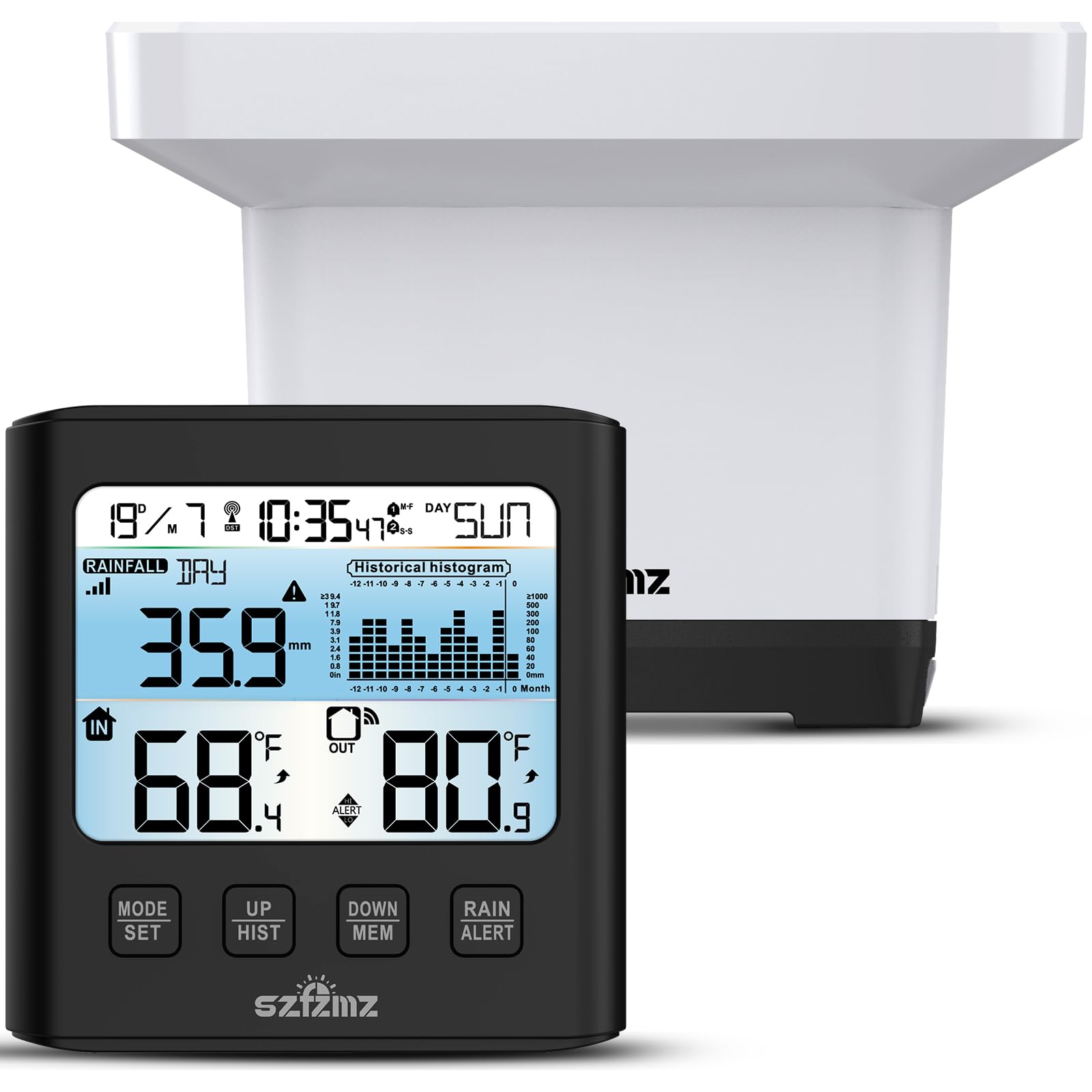 Photo 1 of Wireless Rain Gauge Outdoor with Self-Emptying, Backlight, Thermometer, Rain Collector Monitoring Rainfall, Digital Rain Gauge for Yard, Electronic Rain Measure Gauge, Freeze Proof Rainfall Measurer