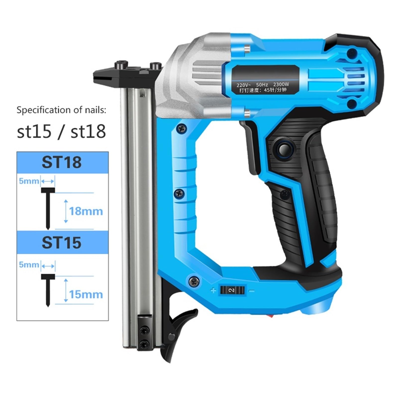 Pistolet do gwoździ, 2300W Elektryczny Pistolet Do Gwoździ 6-biegowy Stalowy Obróbki Drewna Gwoździarka Betonu Cementowa Ściana Rząd(SET2)