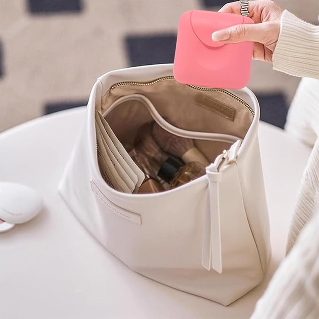 2 Piezas Caja De Almacenamiento Portátil para Mujer, Tampón, Tampón, para Viajes, para Tampones Sanitarios, Condones