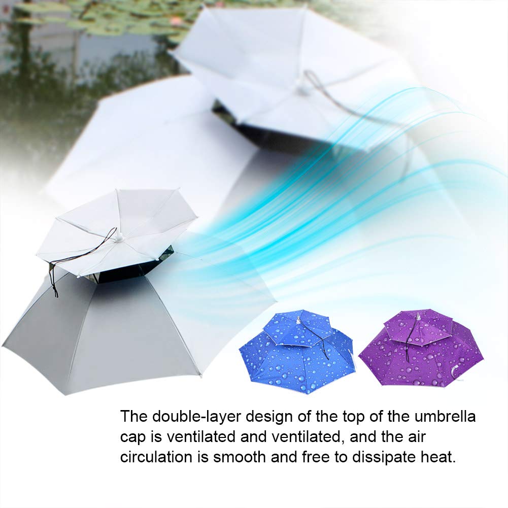 Cappelli Ombrello da Testa, 77 cm Protezione Solare Anti Ombrello Montato sulla Testa Ombrello Cappello Pieghevole Ombrello Portatile Mini Cappello Pieghevole Ombrello per Golf,