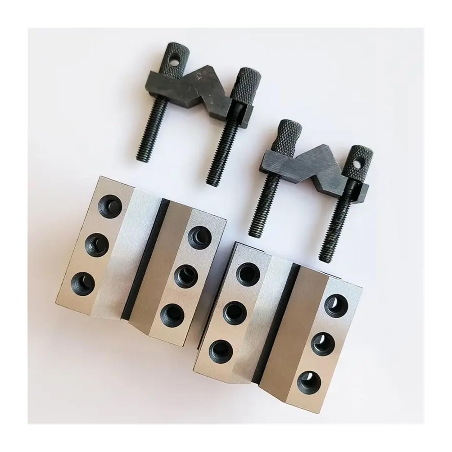 Blocks Gauge Set, V-Block Ground Pair with Clamp Set Precision Matched Pair Precise 90°Machinist Multi-use Gauge Gage Woodworking Tools(60x60x50 2pcs)