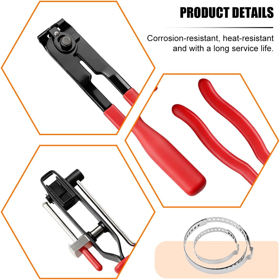 Car CV Joint Boot Clamp Pliers Kit, Carbon Steel Vehicle Joint Ear Clamp Banding Tool with Adjustable CV Boot Band Clamps, Automotive Repair Tool, Universal for SUV Automobile Truck (Red)