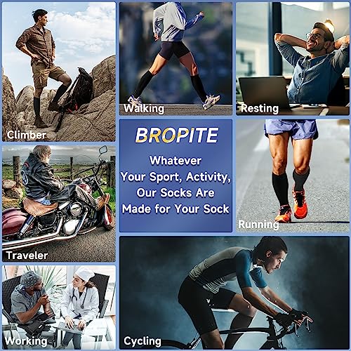 Image of bropite Zipper Compression Socks Women & Men - 2Pairs Calf Knee High 15-20mmHg Open Toe Compression Stocking suit for Walking