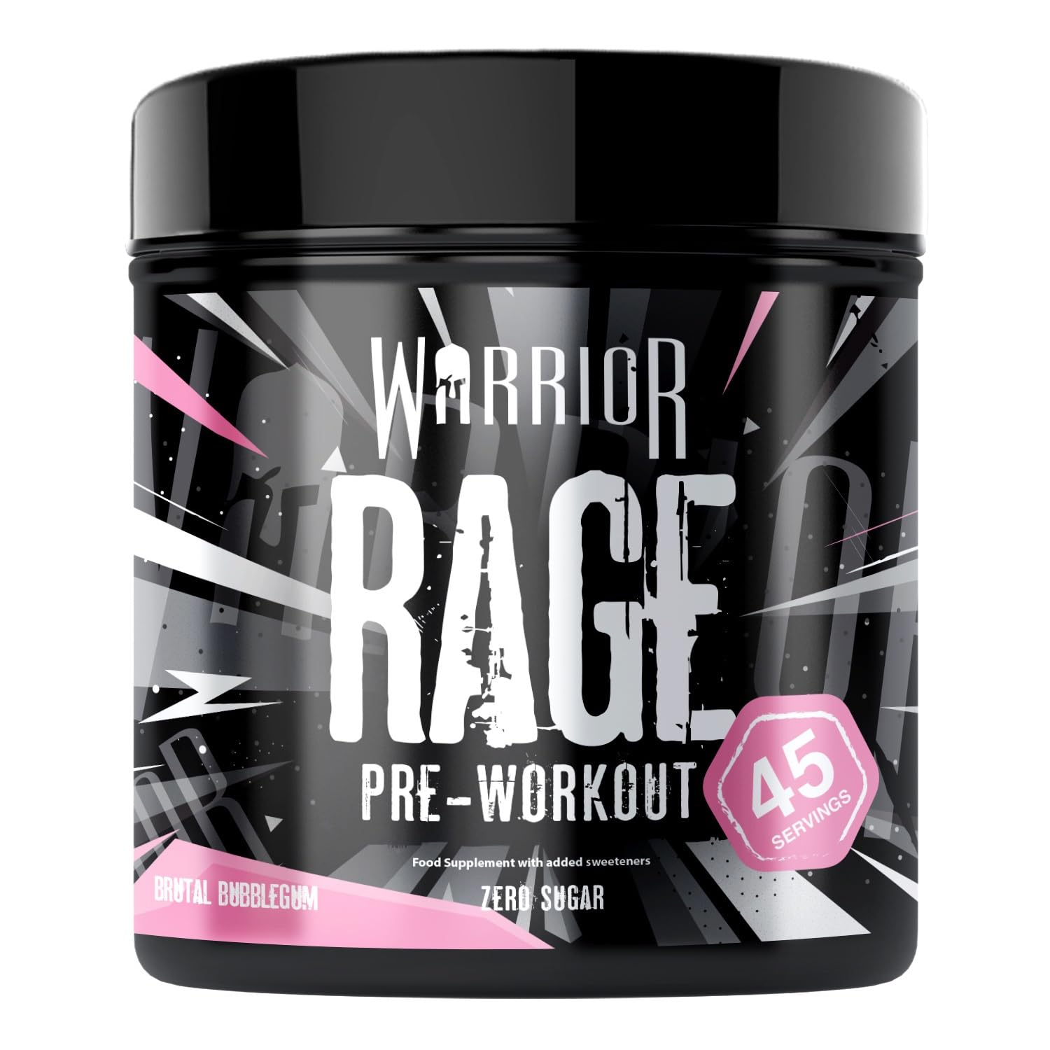 Warrior Rage Pre Workout Powder 392g (45 Servings) – 300mg Caffeine High Stim Energy Drink Supplement + Beta-Alanine, Creatine, BCAA, Taurine, Citrulline & Arginine AAKG for Muscle – Brutal Bubblegum