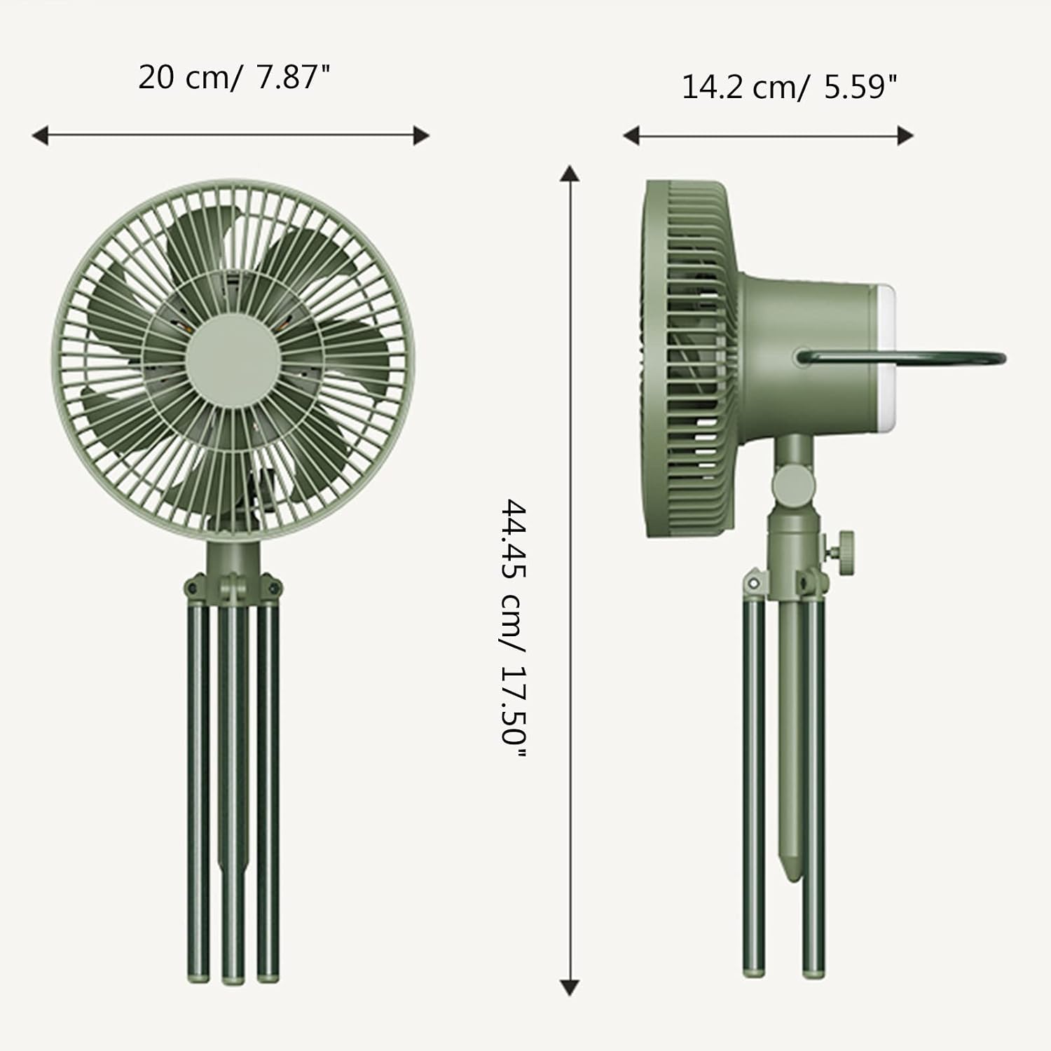 Outdoor Camping Fan 3 in 1 Stand Ceiling Fan 10000mAh Rechargeable 5-Gear Winds 3 Light Effects Tent Fans Head-Shaking