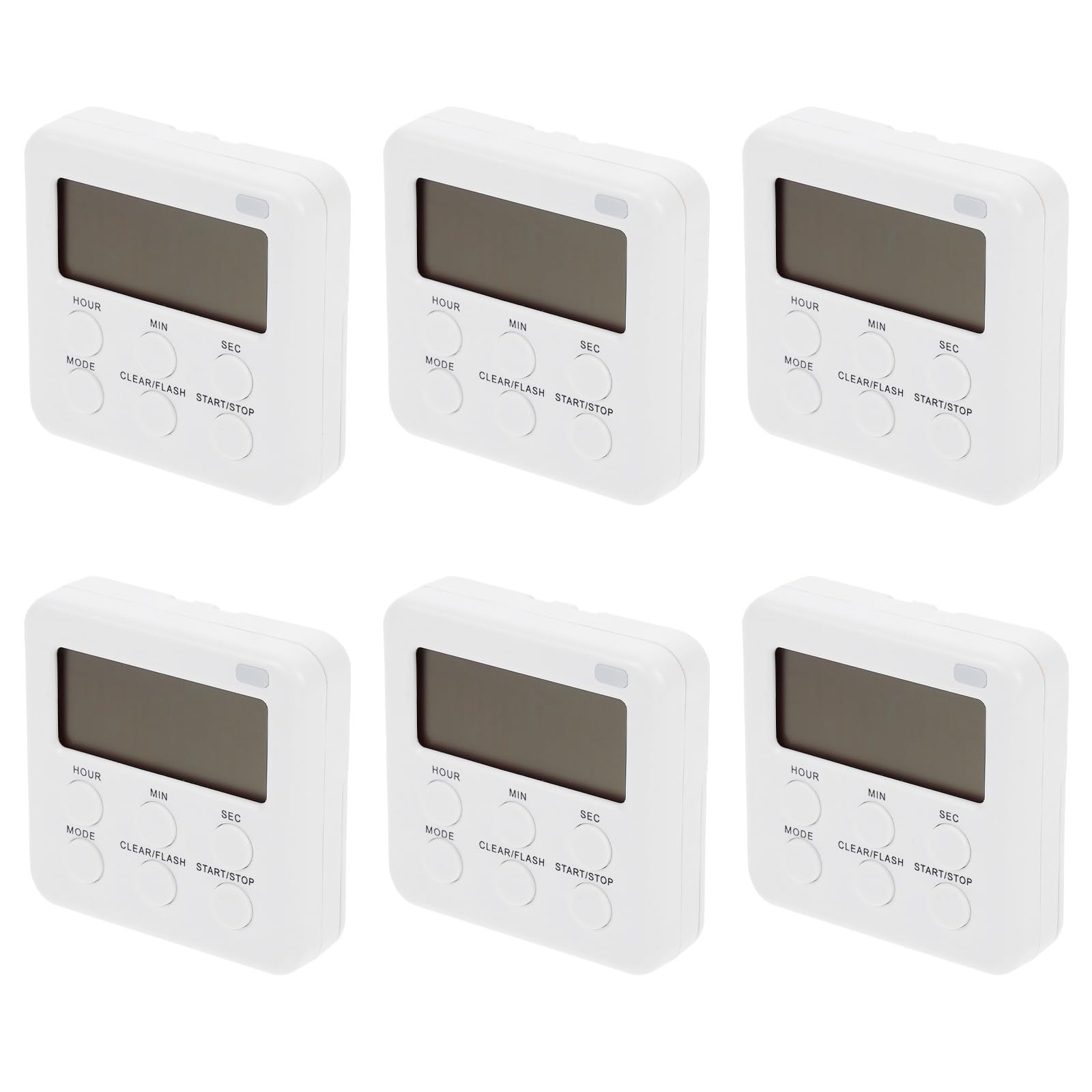 Amosfun Minuteurs Numériques Silencieux Cuisine Lot de 6 Pièces Alarme Visuelle et Fonction Chronomètre, pour Étude, Bureau Cuisine
