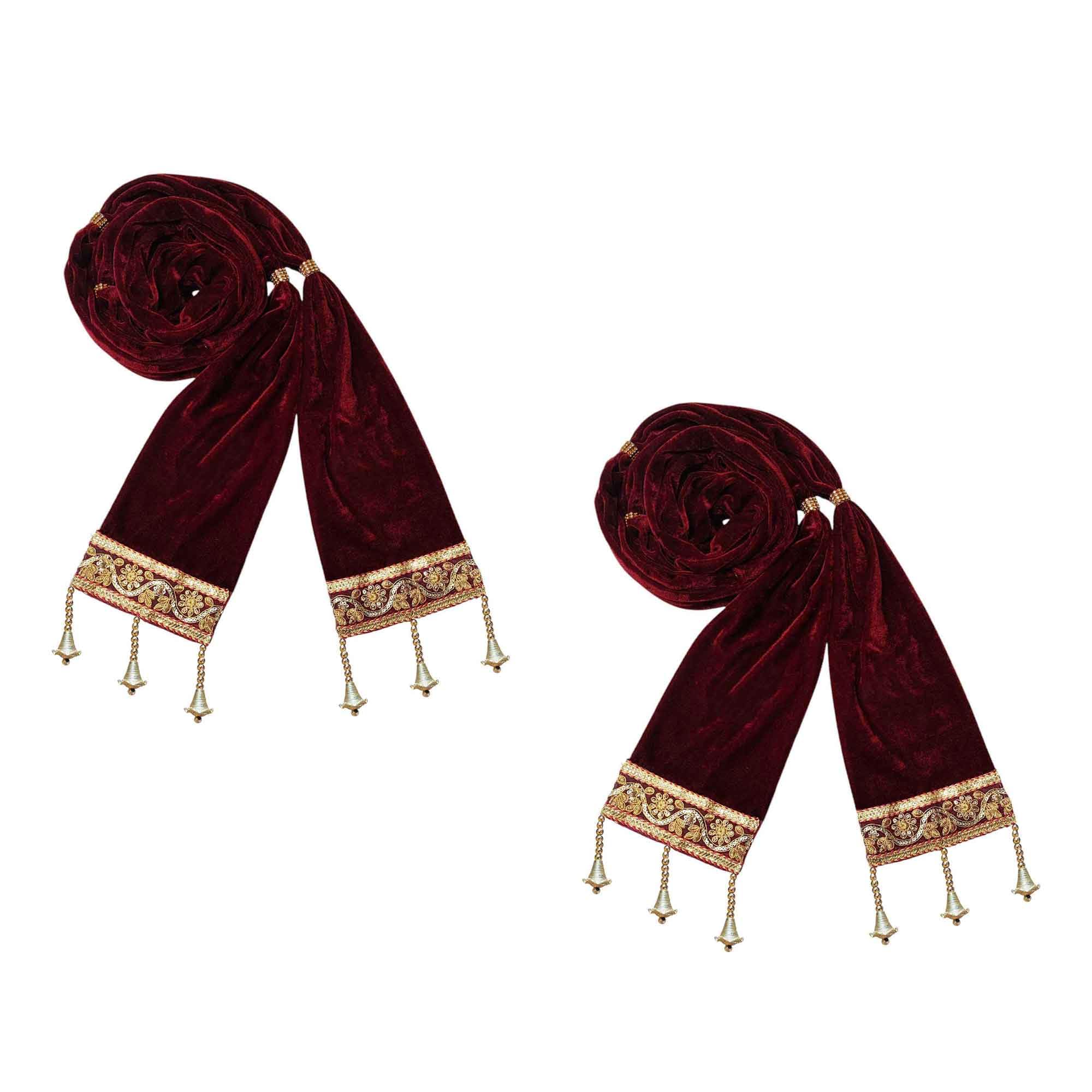 krypmax Men's Velvet Stole for Groom, (Pack of 2), Dupatta for Dulha/Sherwani Stole/Chunni for Weeding & Religious Occasion-picture-12
