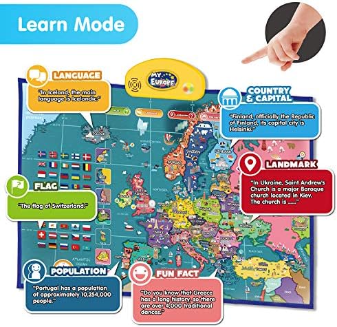 BEST LEARNING i-Poster My Europe Interactive Map - Educational Talking Toy for Boys and Girls Ages 5 to 12 Years Old for Kids | EU Geography Electronic Game 5, 6, 7 Birthday Gift Present