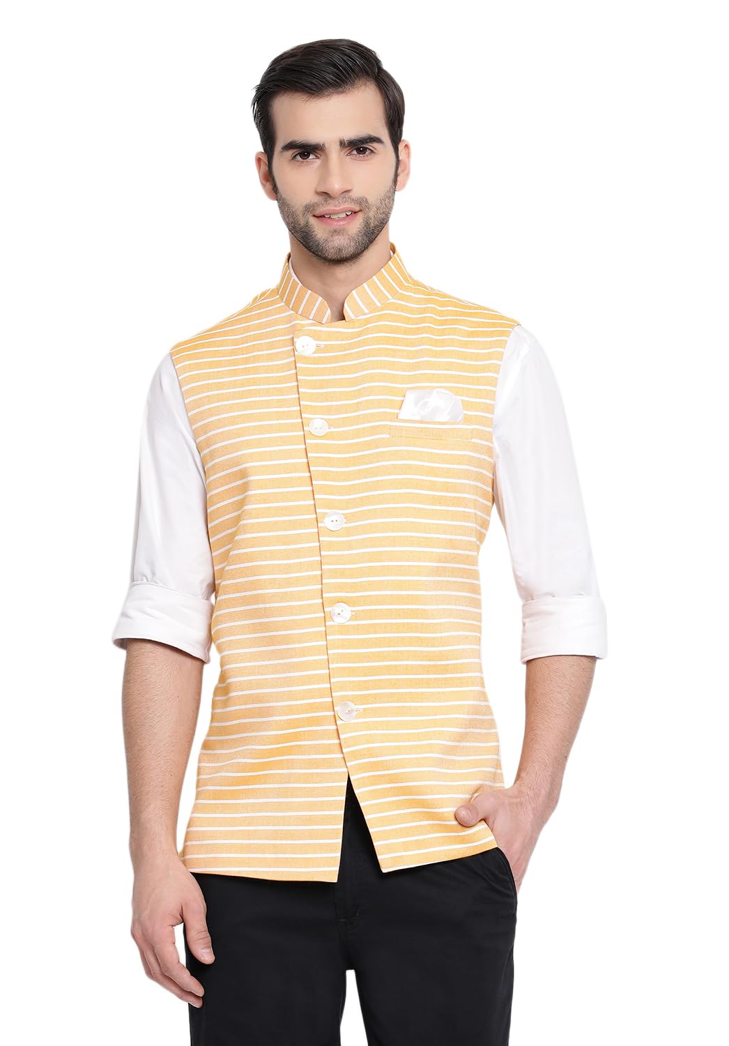 Men's Cotton Blend Nehru Jacket-image-48