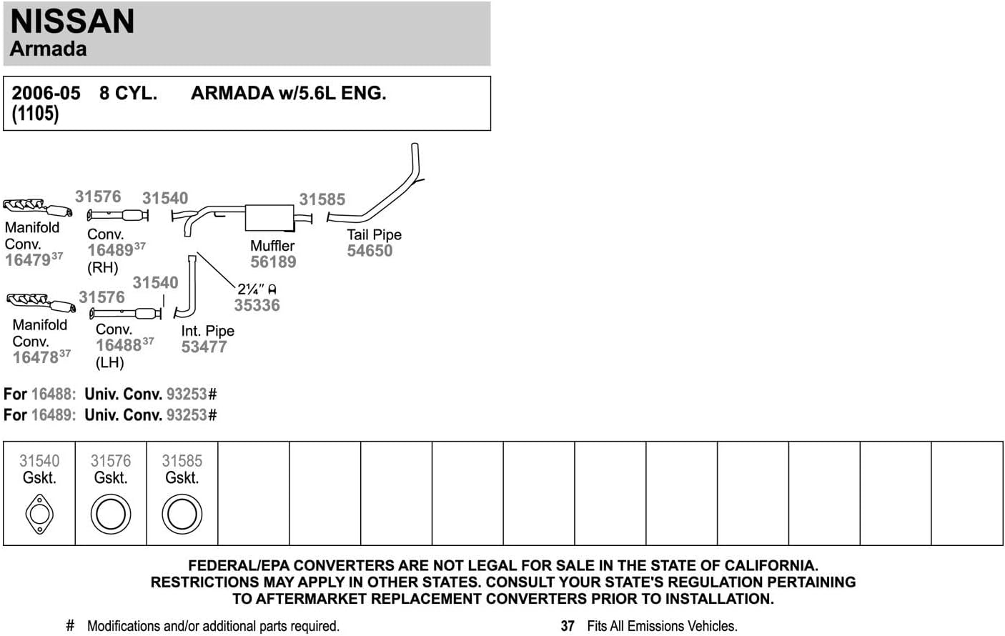 Walker 54650 Exhaust Tail Pipe for Nissan TITAN