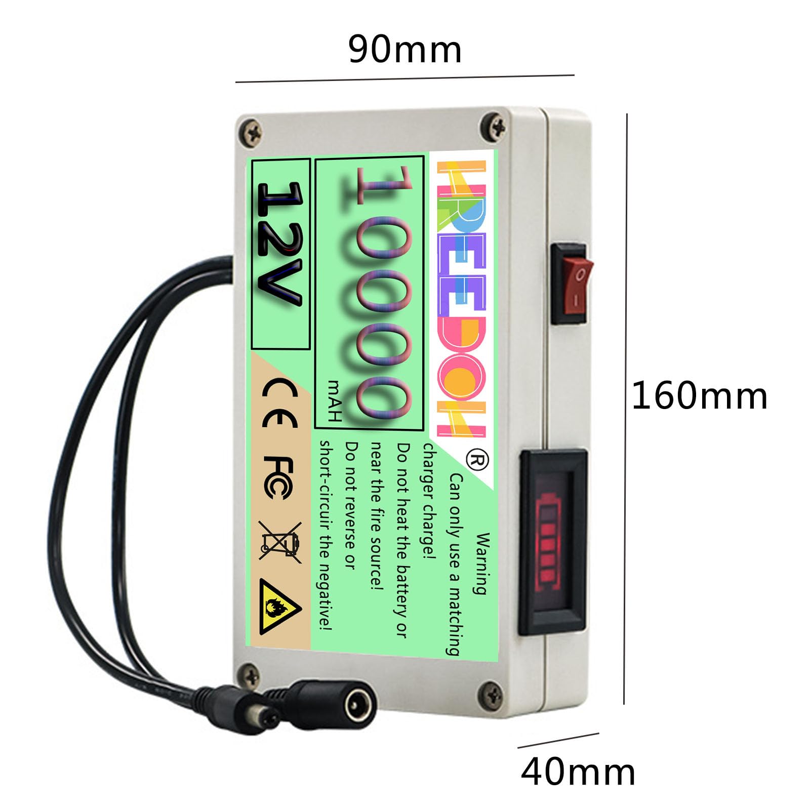 Akumulator litowy 12 V, akumulator litowo-jonowy 12 V, 10 Ah z ładowarką do urządzeń monitorujących/oświetlenia LED/głośników