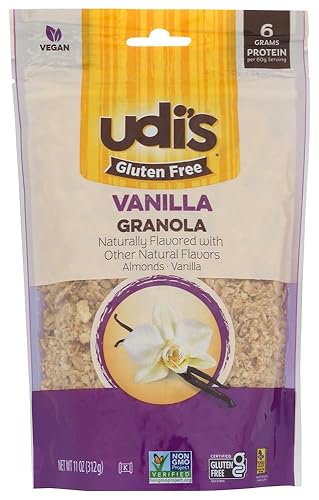 Udis Granola de vainilla sin gluten, 12 onzas - 6 por caja.