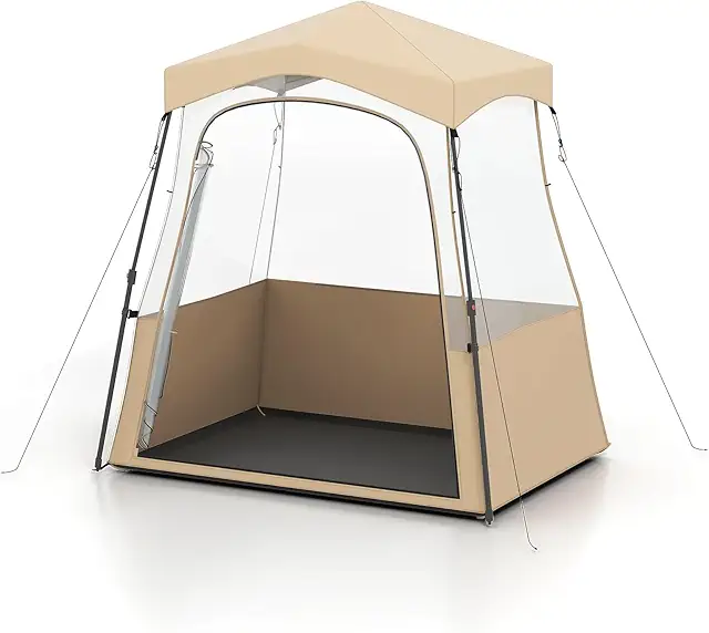 Tente Stretch Pop-up Transparente COSTWAY - Abri Extérieur Portable Toutes Saisons avec Sac